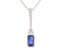 Art deco emerald cut blue sapphire and square baguette diamond pendant main image