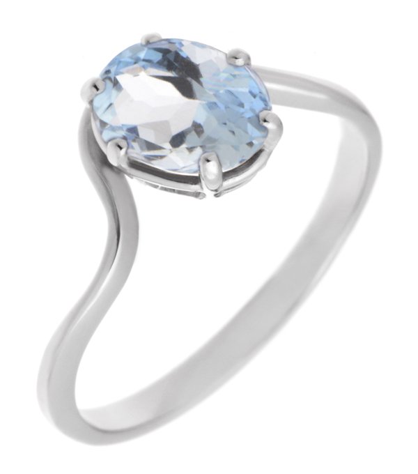 Modern oval aquamarine crossover solitaire ring main image