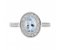 Classic rubover set oval shape aquamarine with round diamond halo ring top view