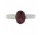 Bella classic oval ruby ring with round diamond set shoulders top view