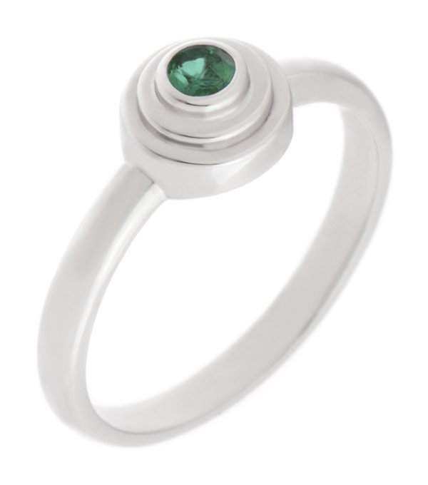 Empire art deco style solitaire round emerald dress ring main image