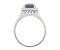 Leo Art deco style square octagon blue sapphire and diamond halo cluster ring side view