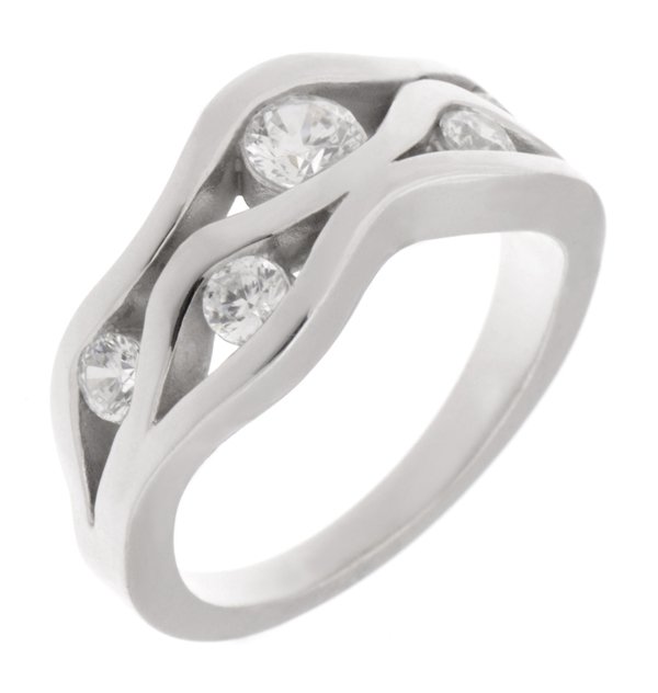 Modern wavey round diamond cluster eternity ring