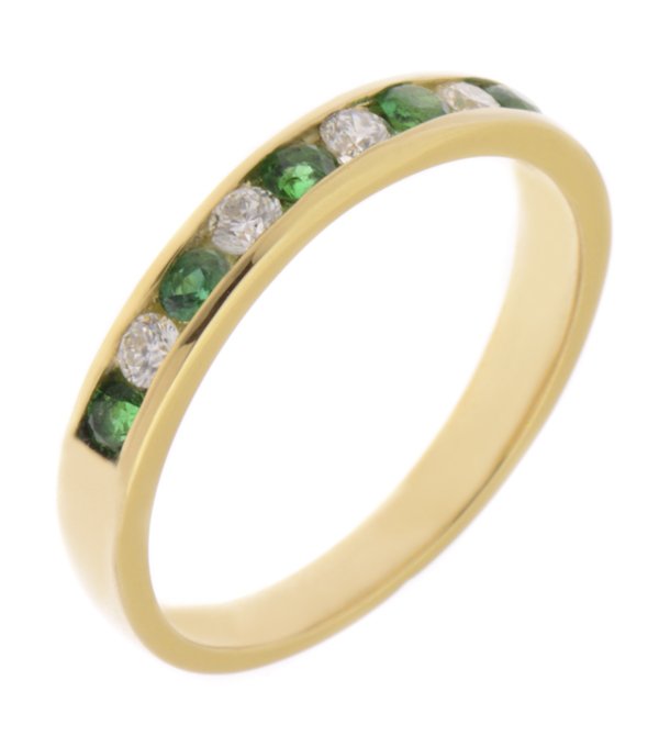 Classic channel set round emerald and diamond eternity ring main image
