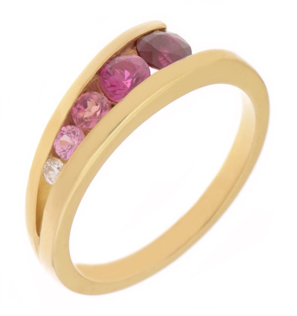 Modern Ruby, pink sapphire and diamond crossover ring main image