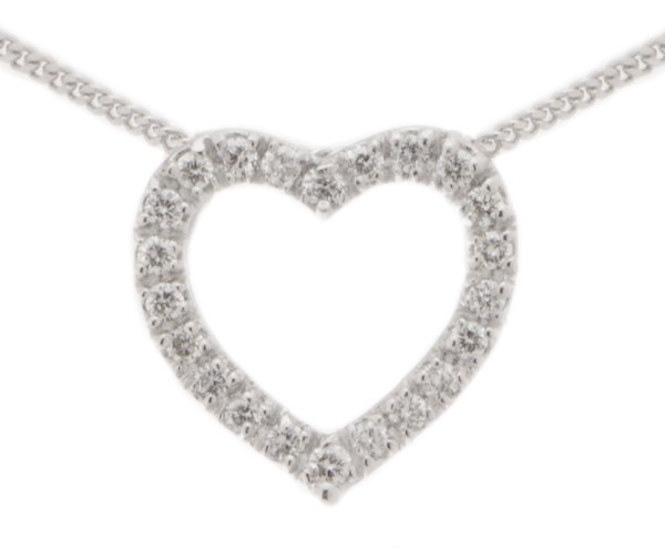 Open heart shape round brilliant cut diamond pendant main image