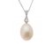Oval white cultured river pearl and diamond pendant main image