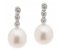 Tear drop cultured river pearl and diamond trilogy drop earrings main image