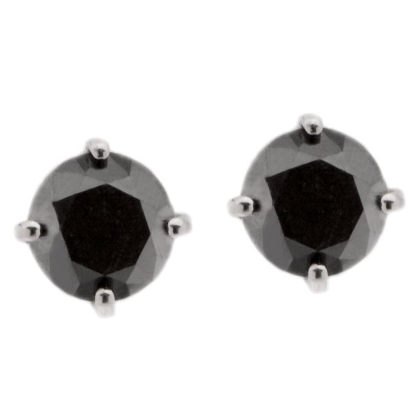 Classic round black diamond stud earrings main image
