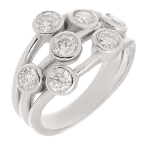 Modern organic scatter set round brilliant cut diamond cluster ring Large main image