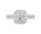 Double halo asscher cut diamond cluster ring with round diamond set double shoulders top view