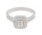 Double halo asscher cut diamond cluster ring with round diamond set double shoulders angle view