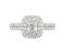 Double halo cushion cut diamond cluster ring with round diamond set double shoulders top view