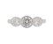 Classic rubover set round brilliant cut diamond trilogy ring top view
