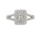 Double halo Emerald cut diamond cluster ring with round diamond set split shoulders top view