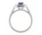 Luciana Art Deco square octagon blue sapphire and diamond halo cluster ring side view