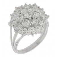Round brilliant cut diamond large handmade vintage cluster ring