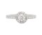 Round brilliant cut diamond halo engagement ring with diamond set single shoulders top view