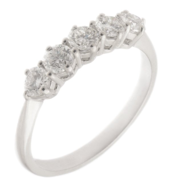 Classic five stone round diamond six claw set half eternity ring main image