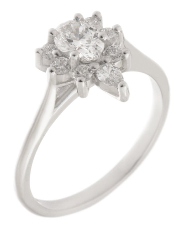 Oval, round and pear shape diamond half cluster ring main image