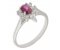 Oval ruby and round and pear shape diamond half cluster ring main image