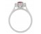 Oval ruby and round and pear shape diamond half cluster ring side view