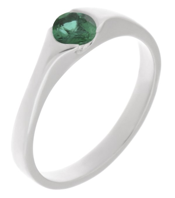 Maya modern round emerald solitaire ring main image