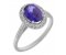 Classic claw set oval Tanzanite with round diamond halo ring main image