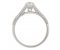 Round diamond engagement ring with split bevelled shoulders side view