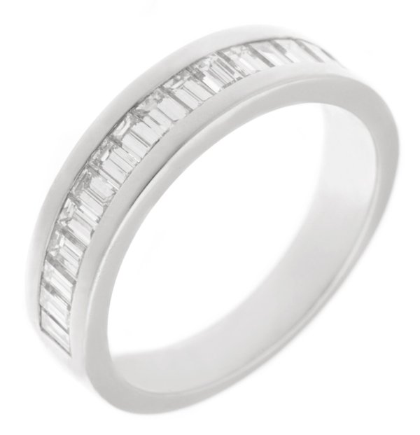 Gents baguette cut diamond channel set eternity ring wedding band main image