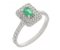 Double halo green Emerald cluster ring with round diamond set shoulders main image