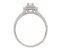 Double halo Emerald cut Diamond cluster ring with round diamond set shoulders side view