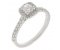 Cushion cut diamond halo engagement ring with diamond set shoulders main image