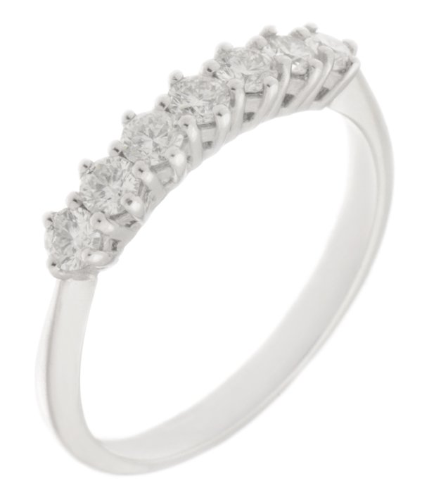 Classic seven stone round diamond six claw set half eternity ring main image