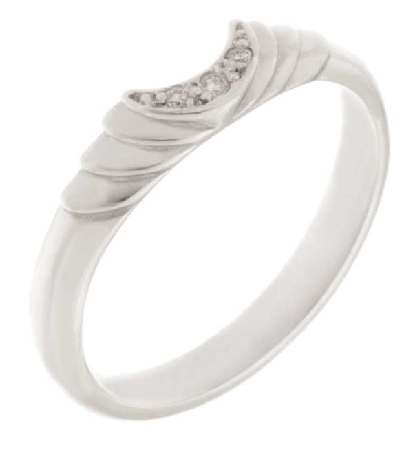 Art deco step round diamond set half moon crescent shaped ring main image