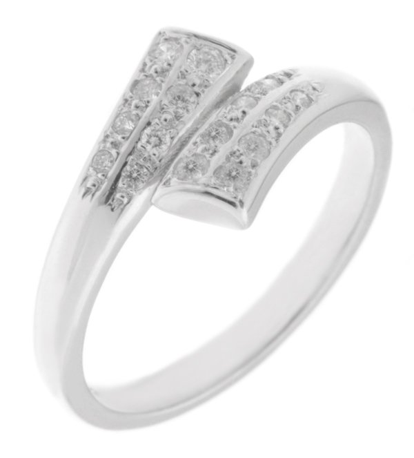 Modern Pave round brilliant cut diamond crossover ring main image