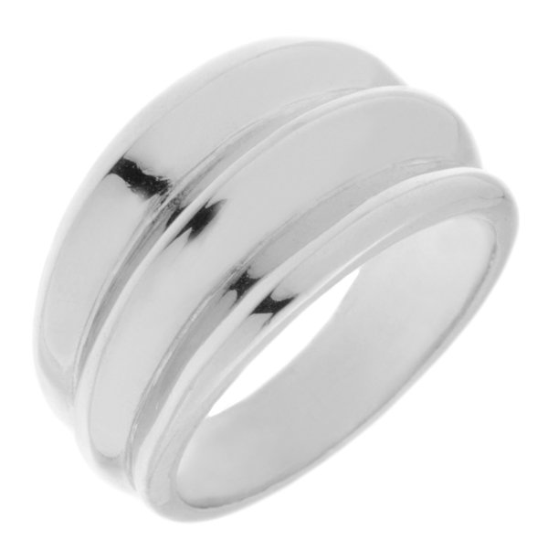 Modernist wide triple ridged stoneless dress ring main image