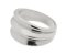 Modernist wide triple ridged stoneless dress ring angle view