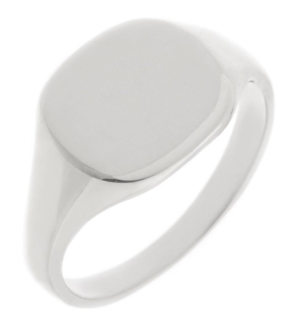 14x12mm landscape large plain gents cushion shaped signet ring main image