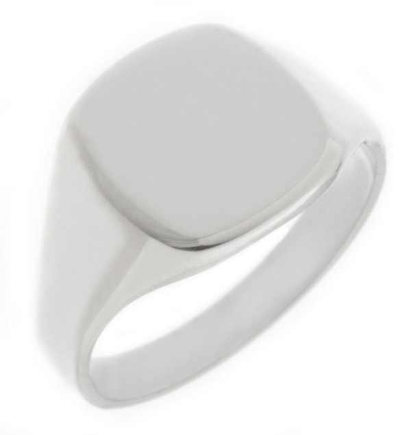 14x12mm portrait large plain gents cushion shaped signet ring main image