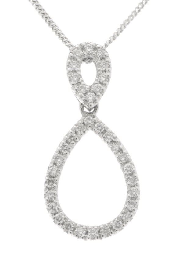 Double pear shape round brilliant cut diamond drop pendant main image