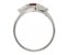 Layla modern round ruby and pear diamond trilogy ring side view