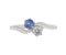 Duelette two stone crossover blue sapphire and diamond ring top view