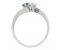 Duelette two stone crossover blue sapphire and diamond ring side view