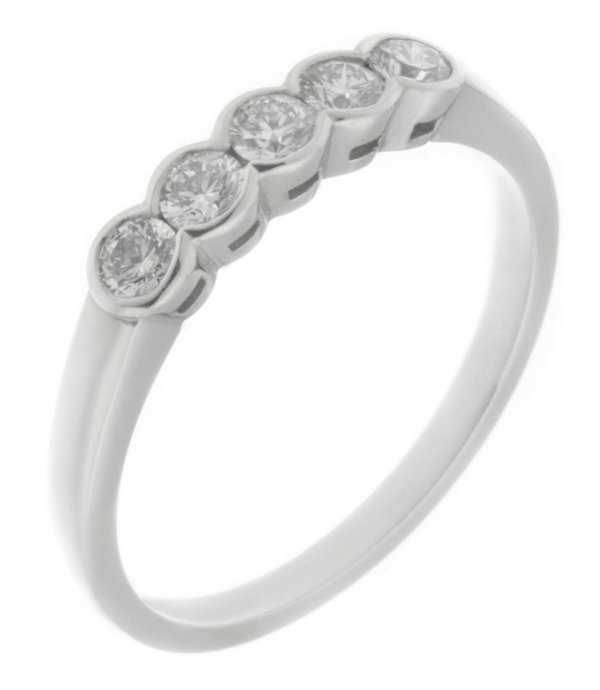 Rubover five stone round brilliant cut diamond eternity ring main image