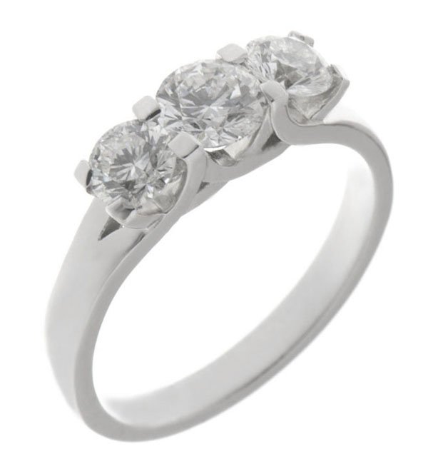 Valentine round brilliant cut diamond contemporary trilogy ring main image
