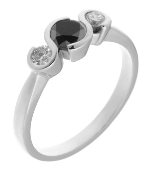 Vivaldi round black diamond and white diamond trilogy ring main image