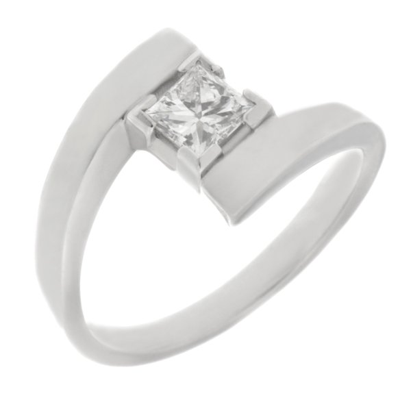 Troy modern princess cut diamond crossover ring main image
