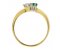 Duelette two stone crossover round emerald and diamond ring side view