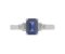 Art deco Enzo Emerald cut blue Sapphire and baguette diamond ring top view